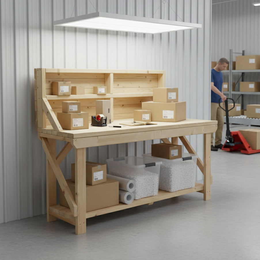 Acorn Wooden Workbench With Back Panel