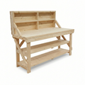 Acorn Wooden Workbench With Back Panel and Double Shelf