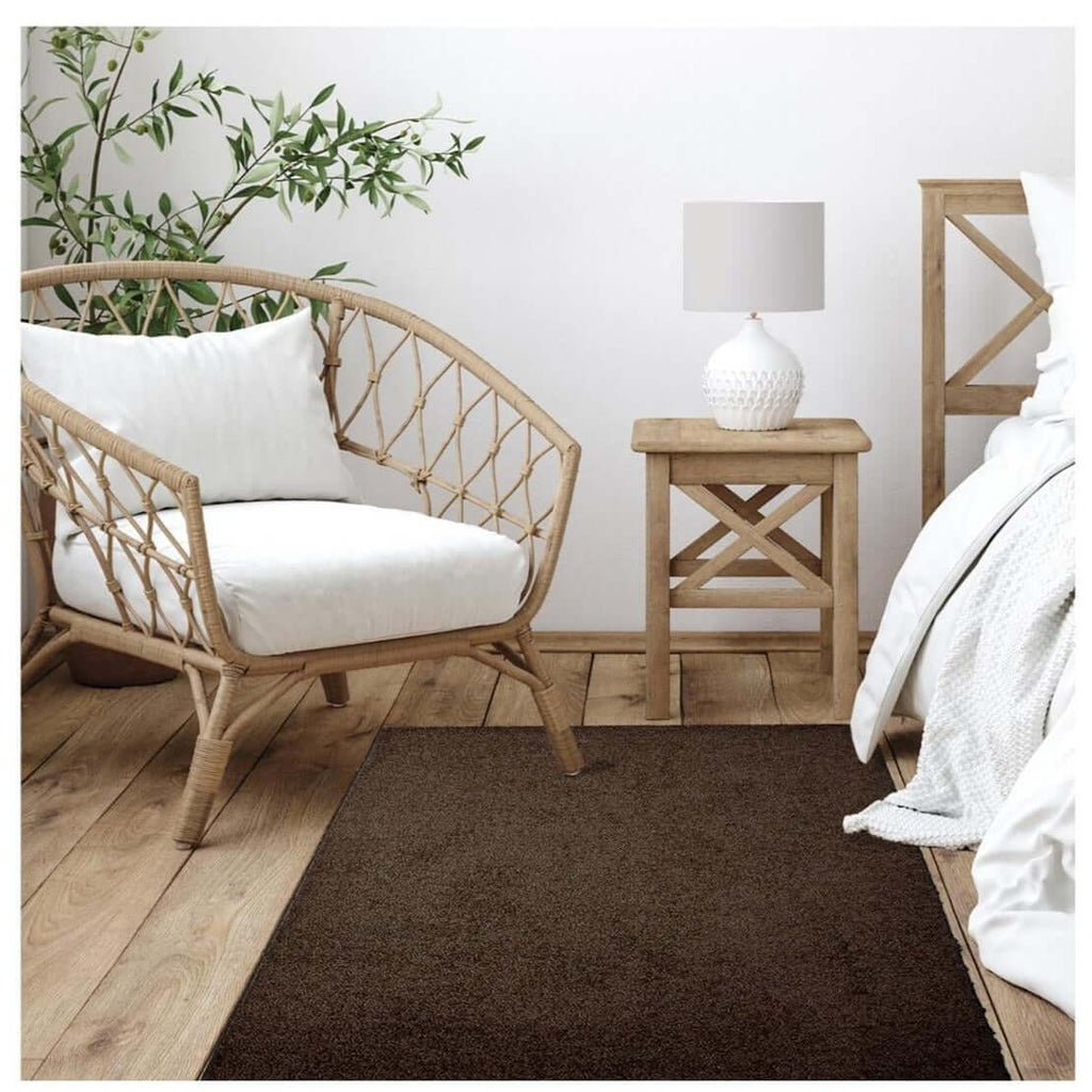 Fiji Chocolate Brown Washable Solid Shaggy Rug