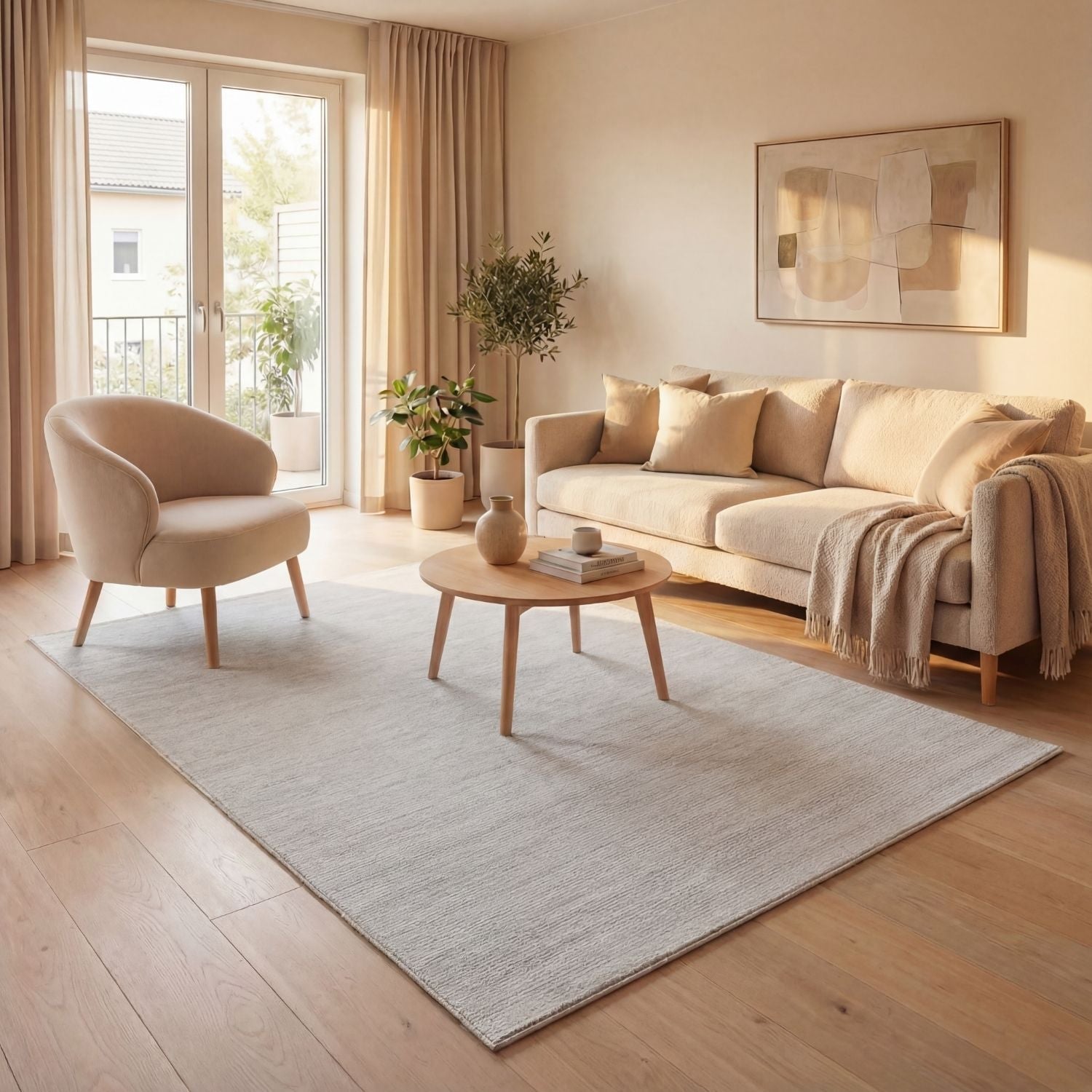 Carmel Cream-Grey Striped Rug | 6010