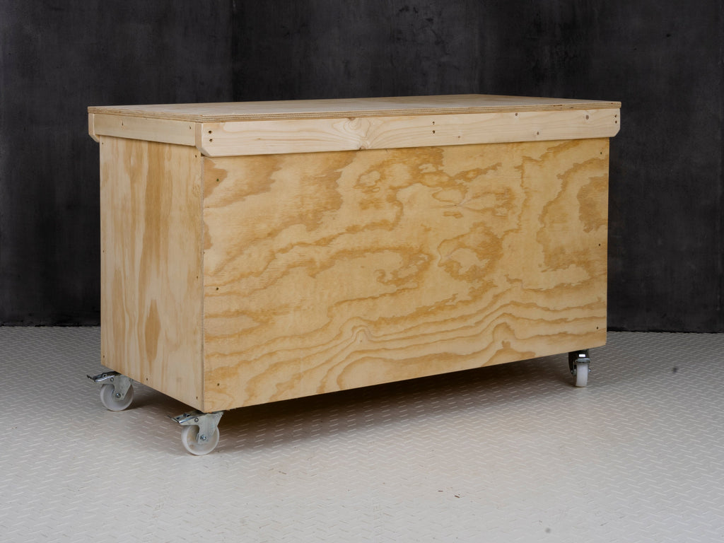 Wooden Plywood Top Workbench With Lockable Cupboard (V.9) With Wheels