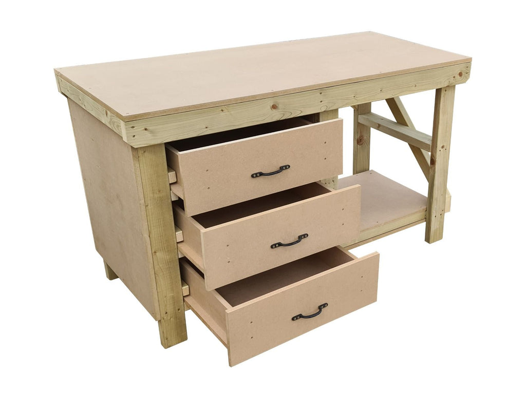 Wooden MDF top tool cabinet workbench with storage shelf (V.7)