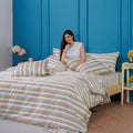 Ella Cotton - Serene Striped Duvet Cover, Fitted Sheet & Pillowcases Set