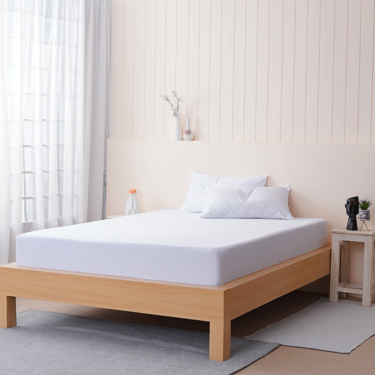 Ella Cotton - White Duvet Cover, Fitted Sheet & Pillowcases Set