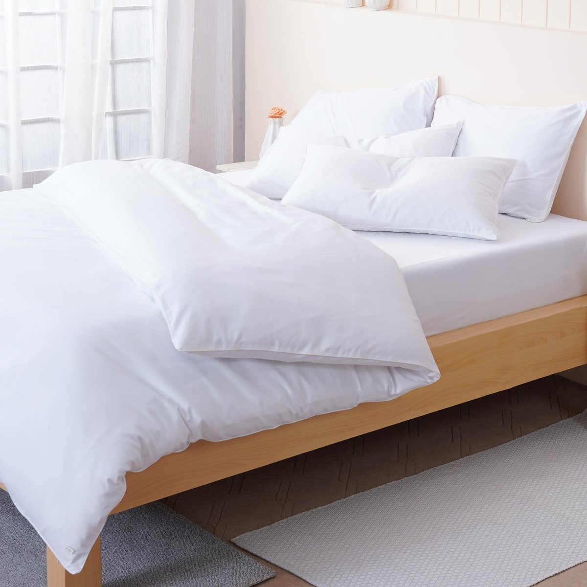Ella Cotton - White Duvet Cover, Fitted Sheet & Pillowcases Set
