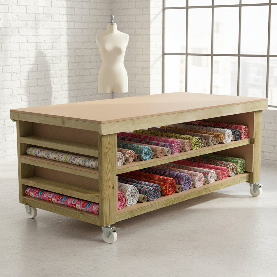 Wooden Workbench MDF Top with Extra shelving Depth-3ft With Double Shelf