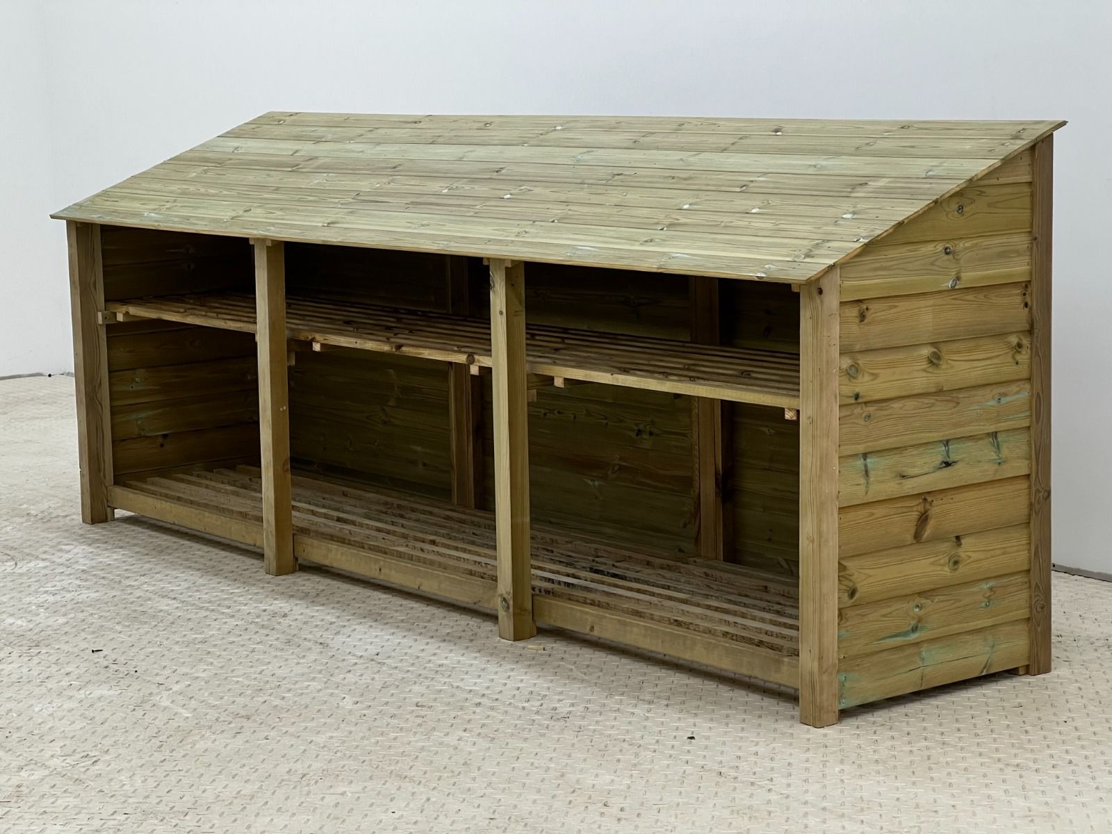 Wooden Premium Tongue/Groove Log Store with Shelf W-335cm, H-126cm or 180cm, D-88cm