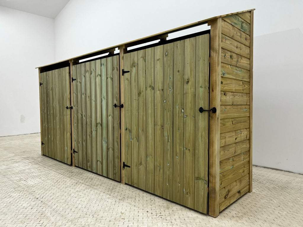 Wooden Premium Tongue/Groove Log Store with Doors and Shelf W-335cm, H-126cm or 180cm, D-88cm