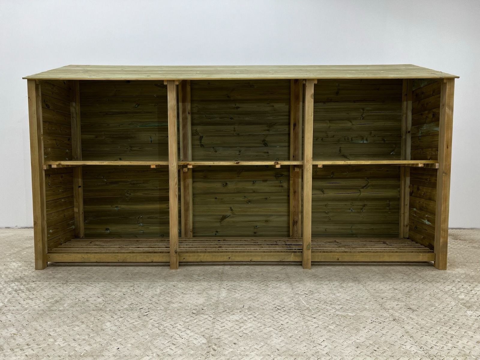 Wooden Premium Tongue/Groove Log Store with Shelf W-335cm, H-126cm or 180cm, D-88cm