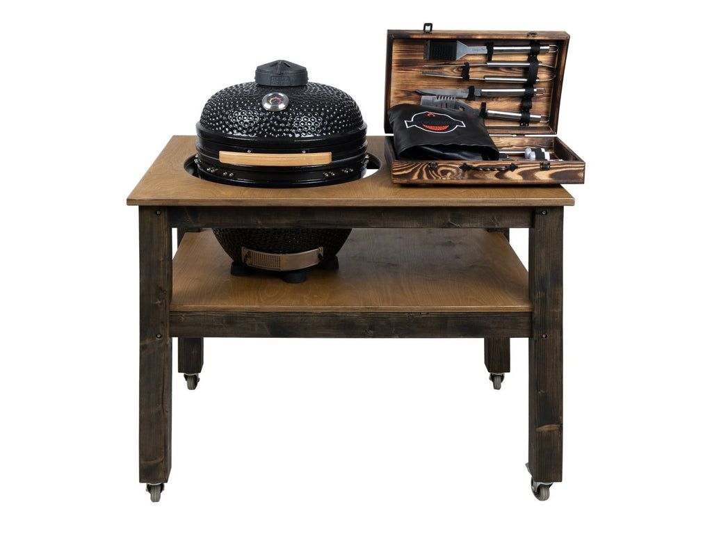 BBQ Space Outdoor Kitchen Islands, for Kamado Bono Grande Ceramic smoker (1.2m Length, with wheels)