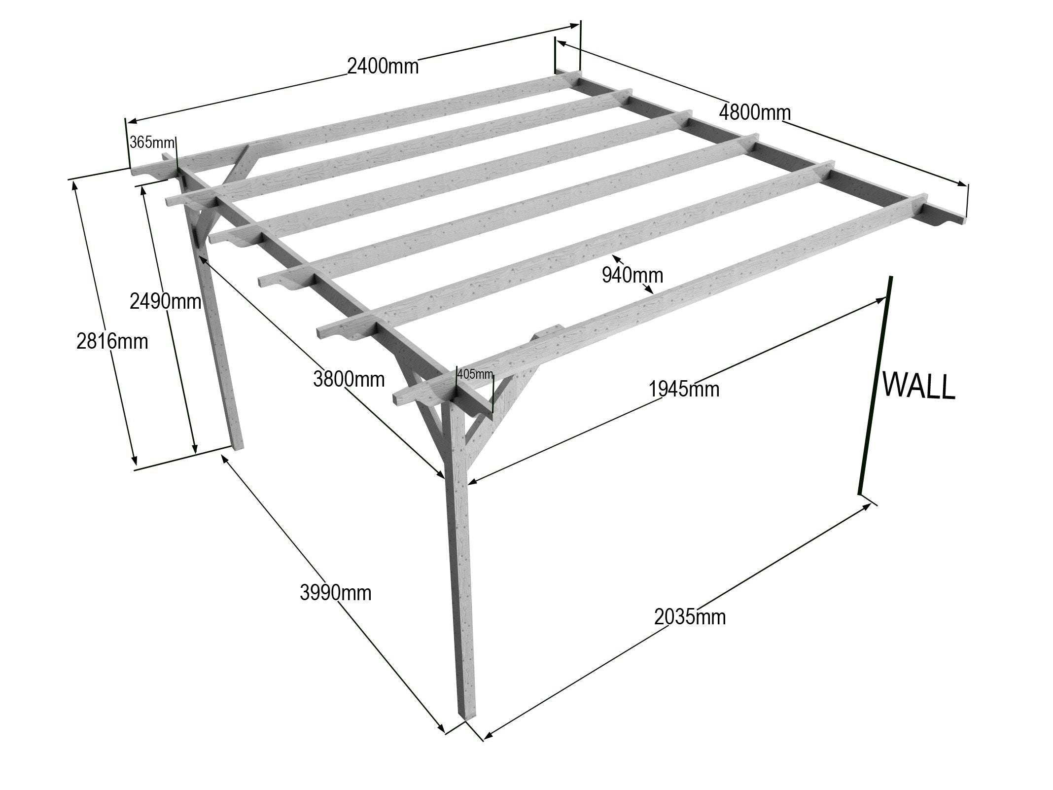 Wall Mounted Wooden Pergola Kit - Dinasty Design