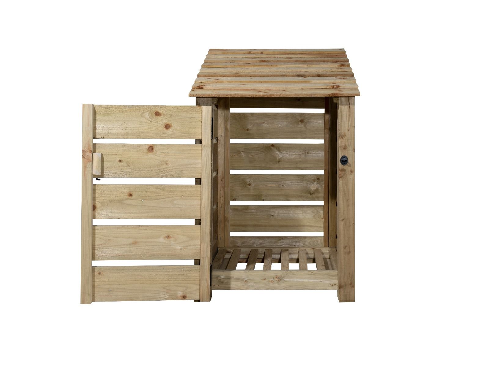 Slatted Wooden Log Store With Door W-79cm, H-126cm or 180cm, D-88cm