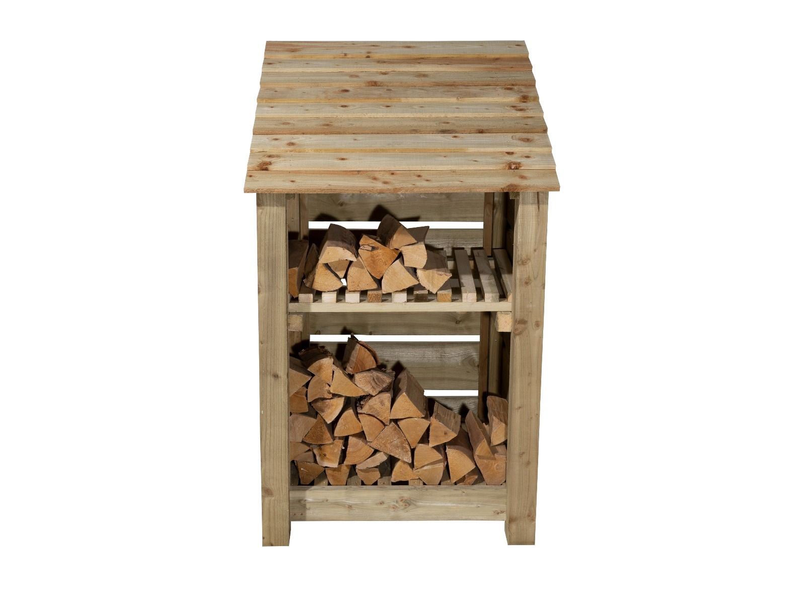 Slatted Wooden Log Store With Shelf W-79cm, H-126cm or 180cm, D-88cm