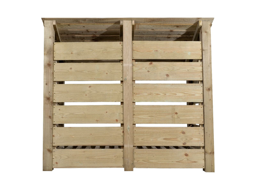 Slatted Wooden Log Store with Door W-146cm, H-126cm or 180cm, D-88cm