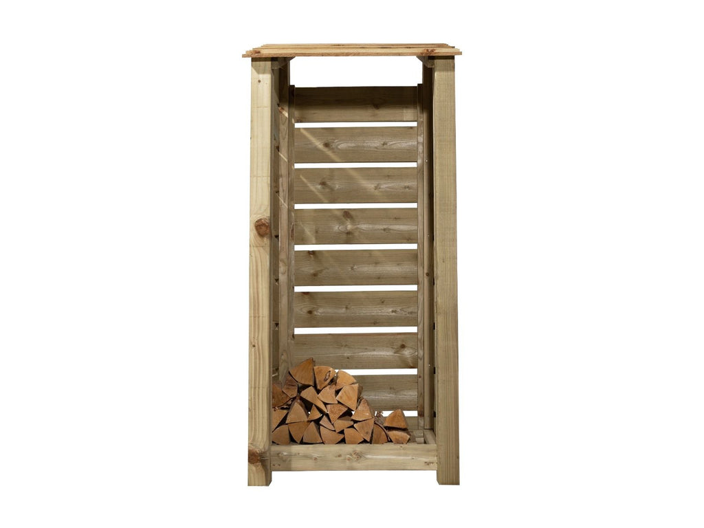 Slatted wooden log store W-79cm, H-126cm or 180cm, D-88cm