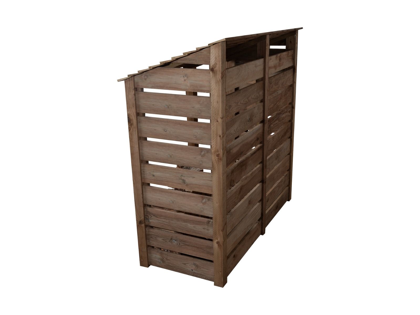 Slatted Wooden Log Store with Doors And Shelf W-187cm, H-126cm or 180cm, D-88cm - Brown Finish