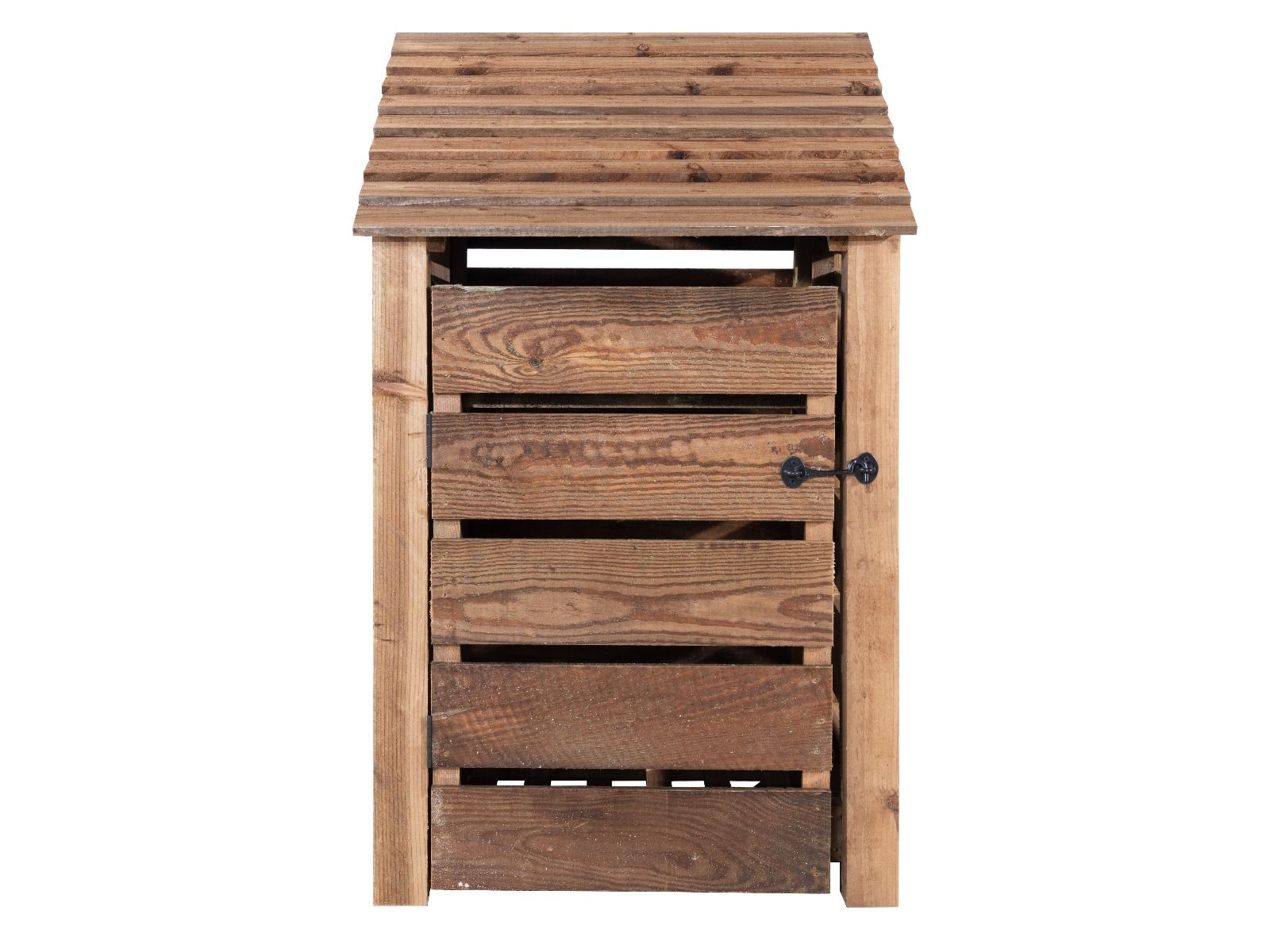Slatted Wooden Log Store With Door W-79cm, H-126cm or 180cm, D-88cm - Brown Finish