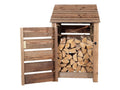 Slatted Wooden Log Store With Door W-79cm, H-126cm or 180cm, D-88cm - Brown Finish