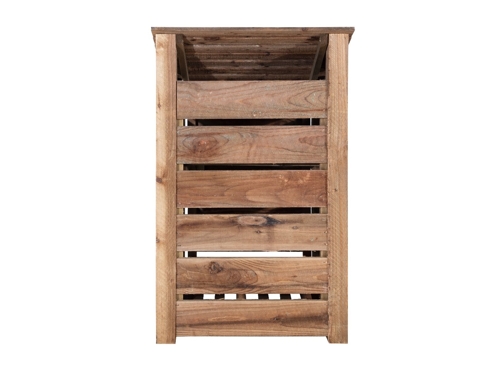 Slatted wooden log store W-79cm, H-126cm or 180cm, D-88cm - Brown Finish