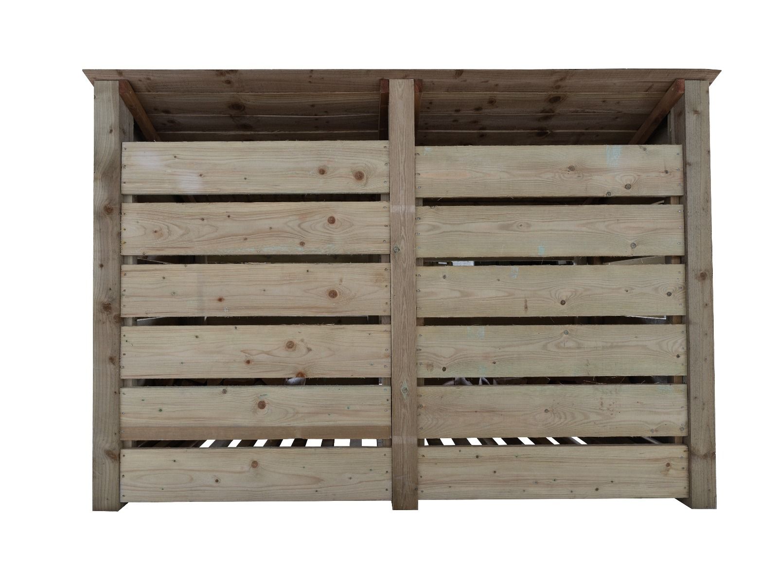 Slatted Wooden Log Store with Doors W-187cm, H-126cm or 180cm, D-88cm