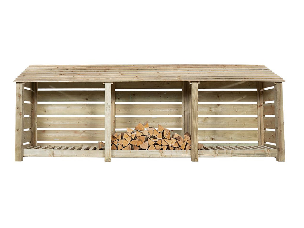 Slatted Wooden Log Store W-335cm, H-126cm or 180cm, D-88cm