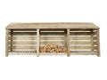 Slatted Wooden Log Store W-335cm, H-126cm or 180cm, D-88cm