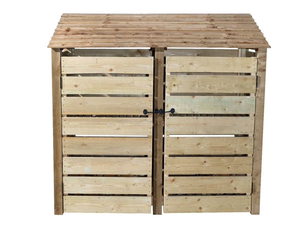 Slatted Wooden Log Store with Doors W-187cm, H-126cm or 180cm, D-88cm