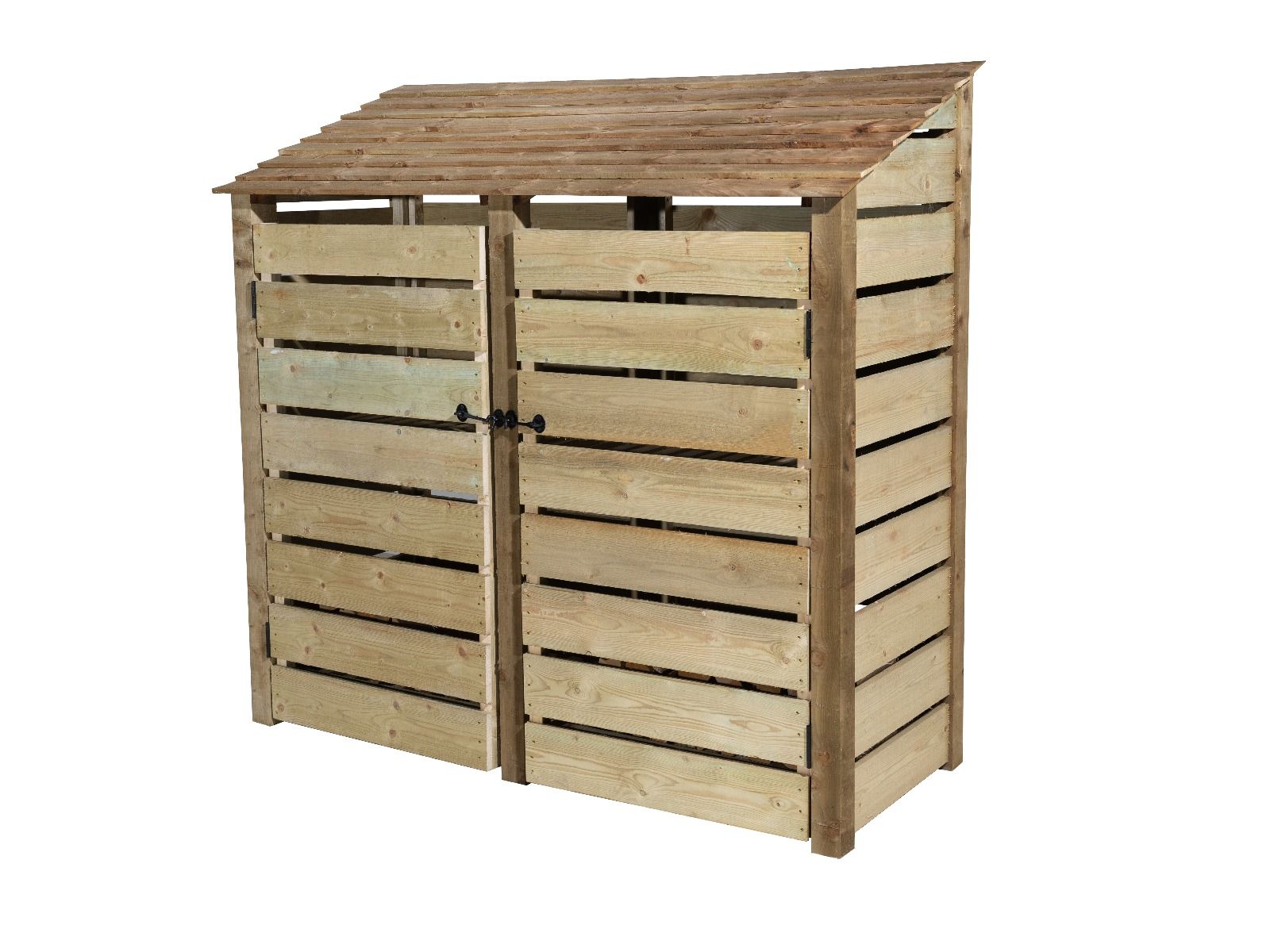 Slatted Wooden Log Store with Doors W-187cm, H-126cm or 180cm, D-88cm