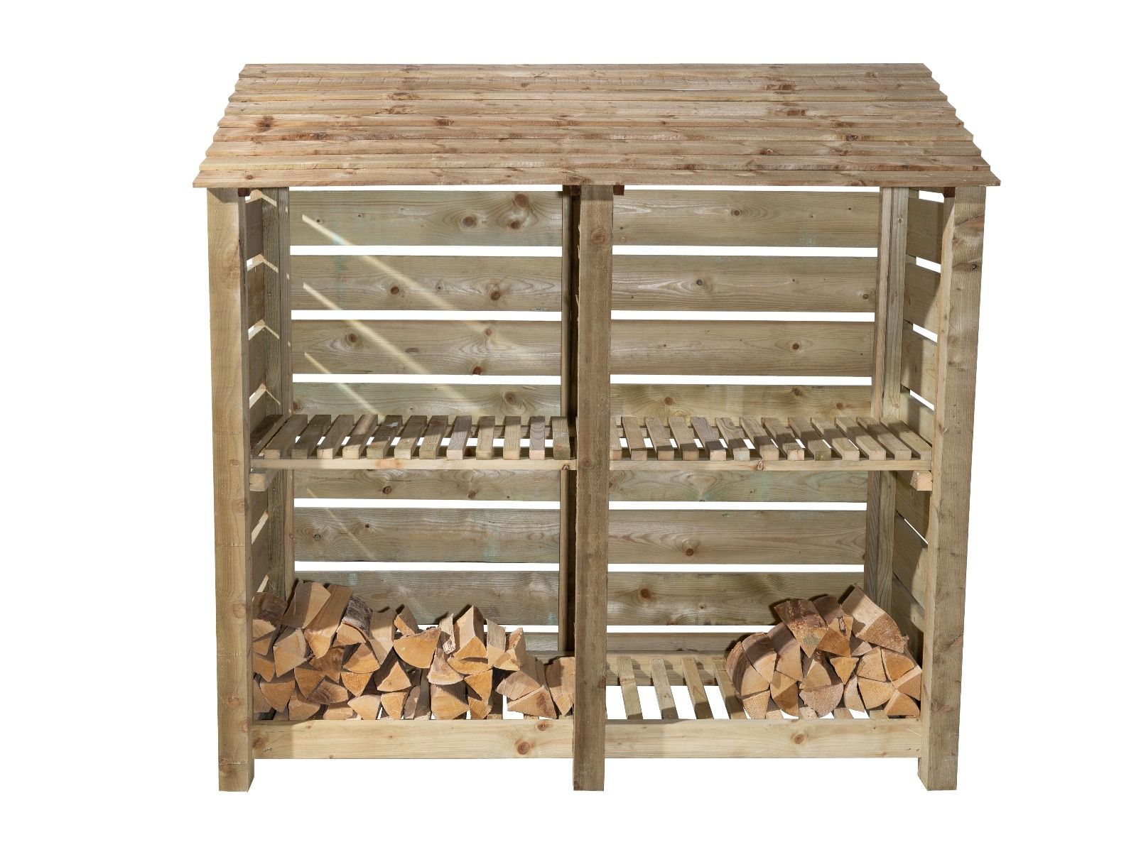 Slatted Wooden Log Store with Shelf W-187cm, H-126cm or 180cm, D-88cm