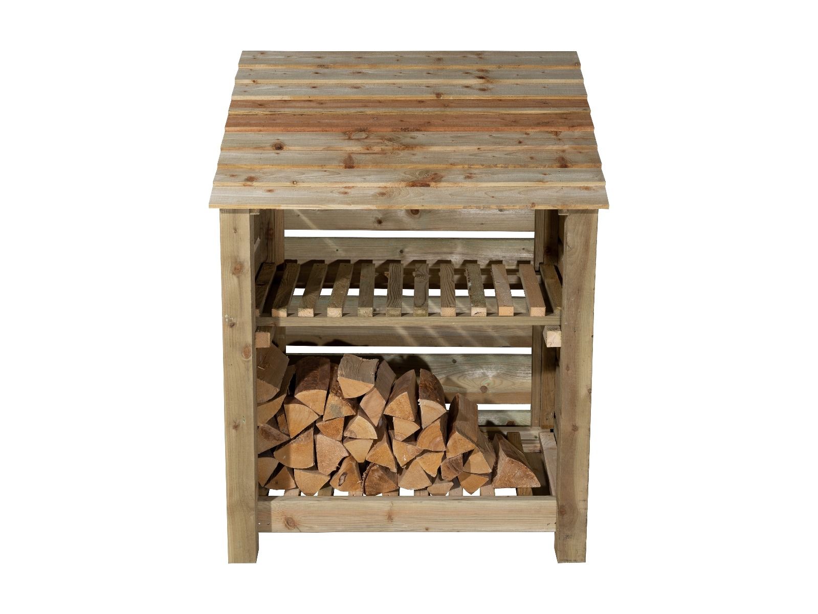 Slatted Wooden Log Store with Shelf W-99cm, H-126cm Or 180cm, D-88cm