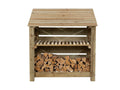 Slatted Wooden Log Store with Shelf W-119cm, H-126cm Or 180cm, D-88cm