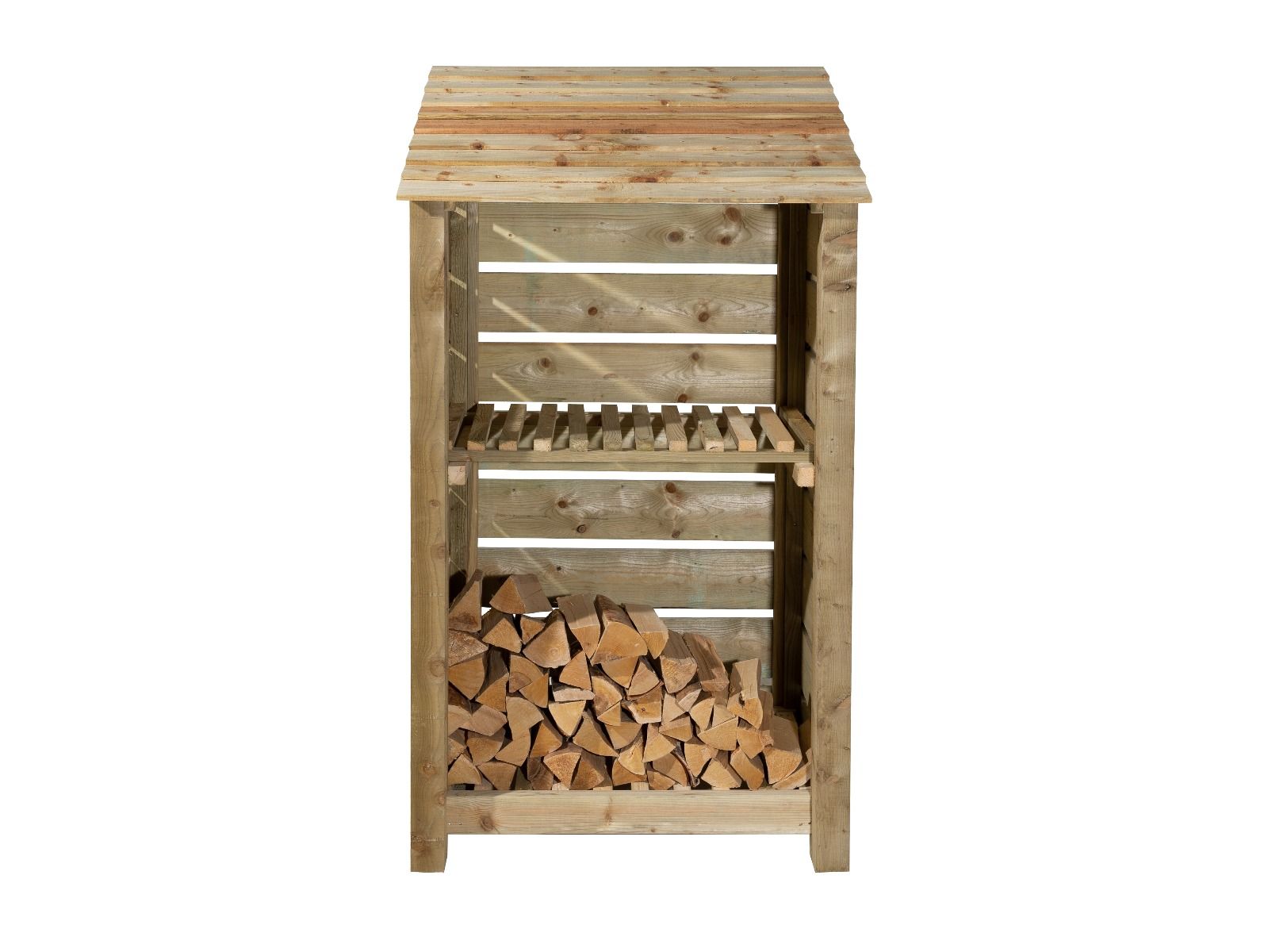 Slatted Wooden Log Store with Shelf W-99cm, H-126cm Or 180cm, D-88cm