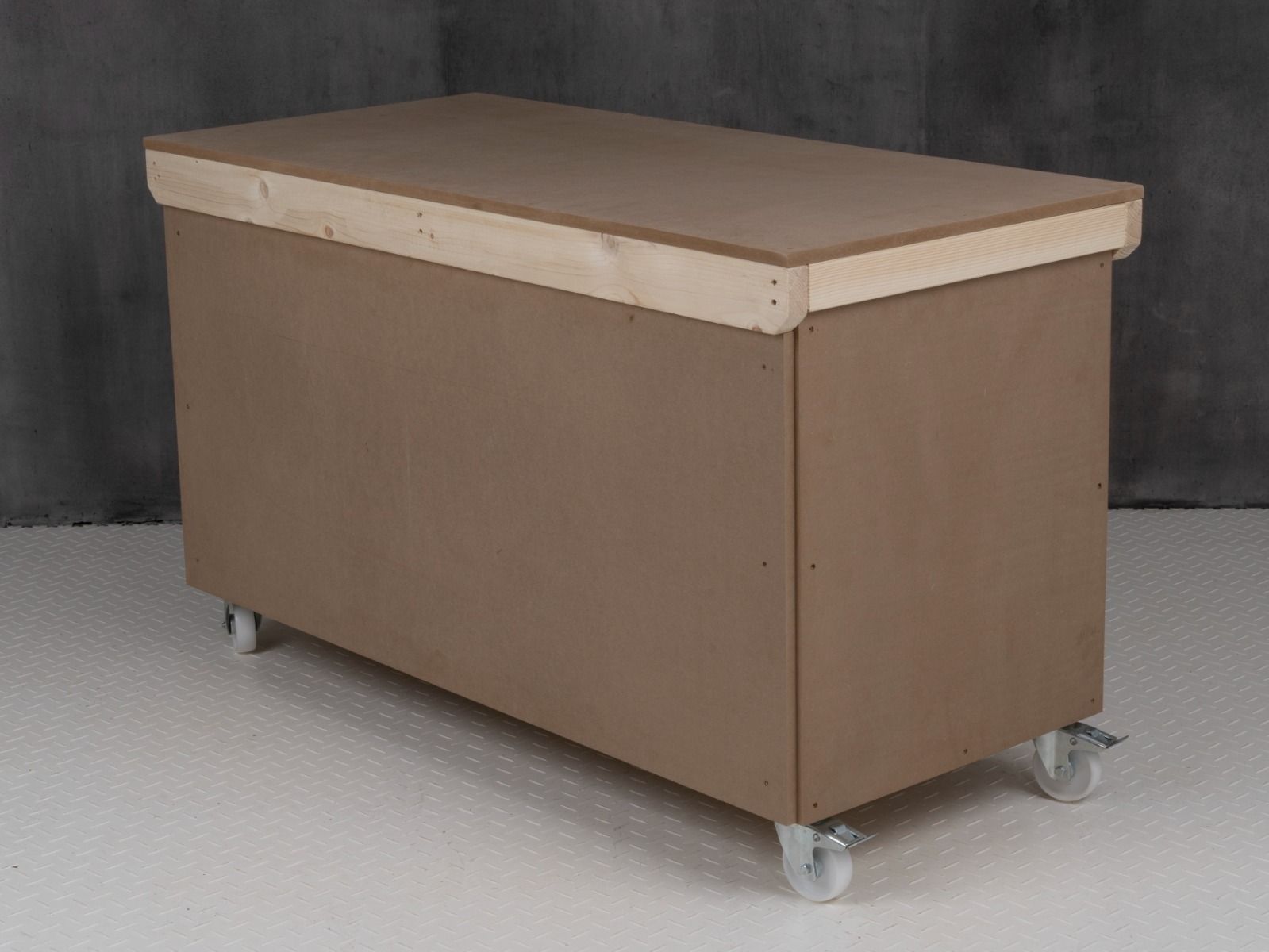 Wooden MDF Top Workbench With Lockable Cupboard (V.9) with wheels