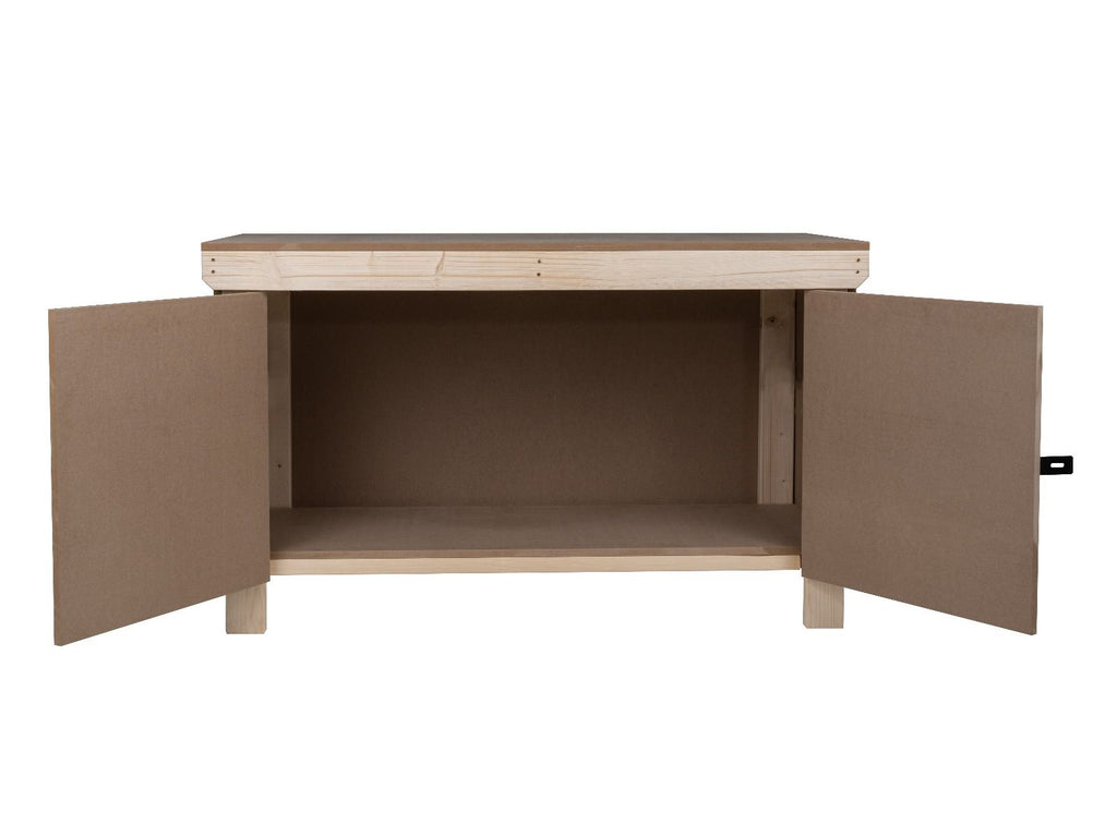 Wooden MDF Top Workbench With Lockable Cupboard (V.9) with back panel