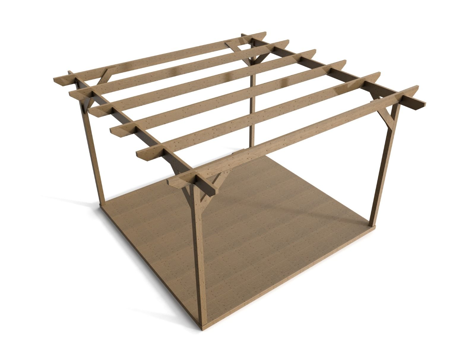 Chamfered Wooden Pergola and Decking Kit