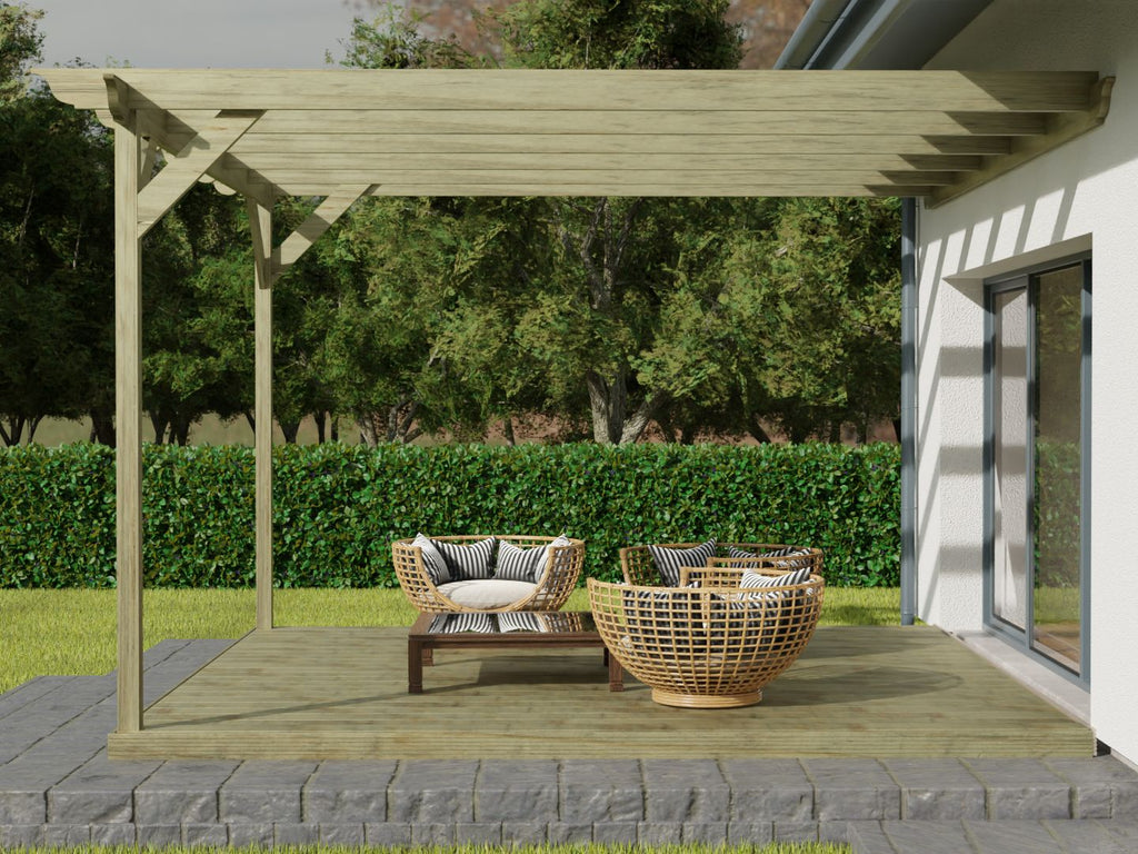 Wall Mounted Pergola and Decking Kit Longhorn Design