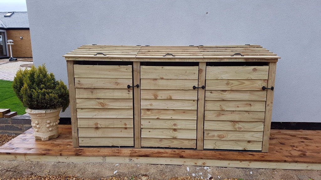 Wooden Wheelie Bin Store, Natural Finish