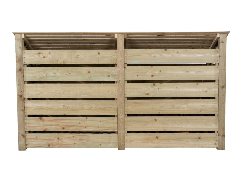 Slatted Wooden Log Store with Doors W-227cm, H-126cm or 180cm, D-88cm