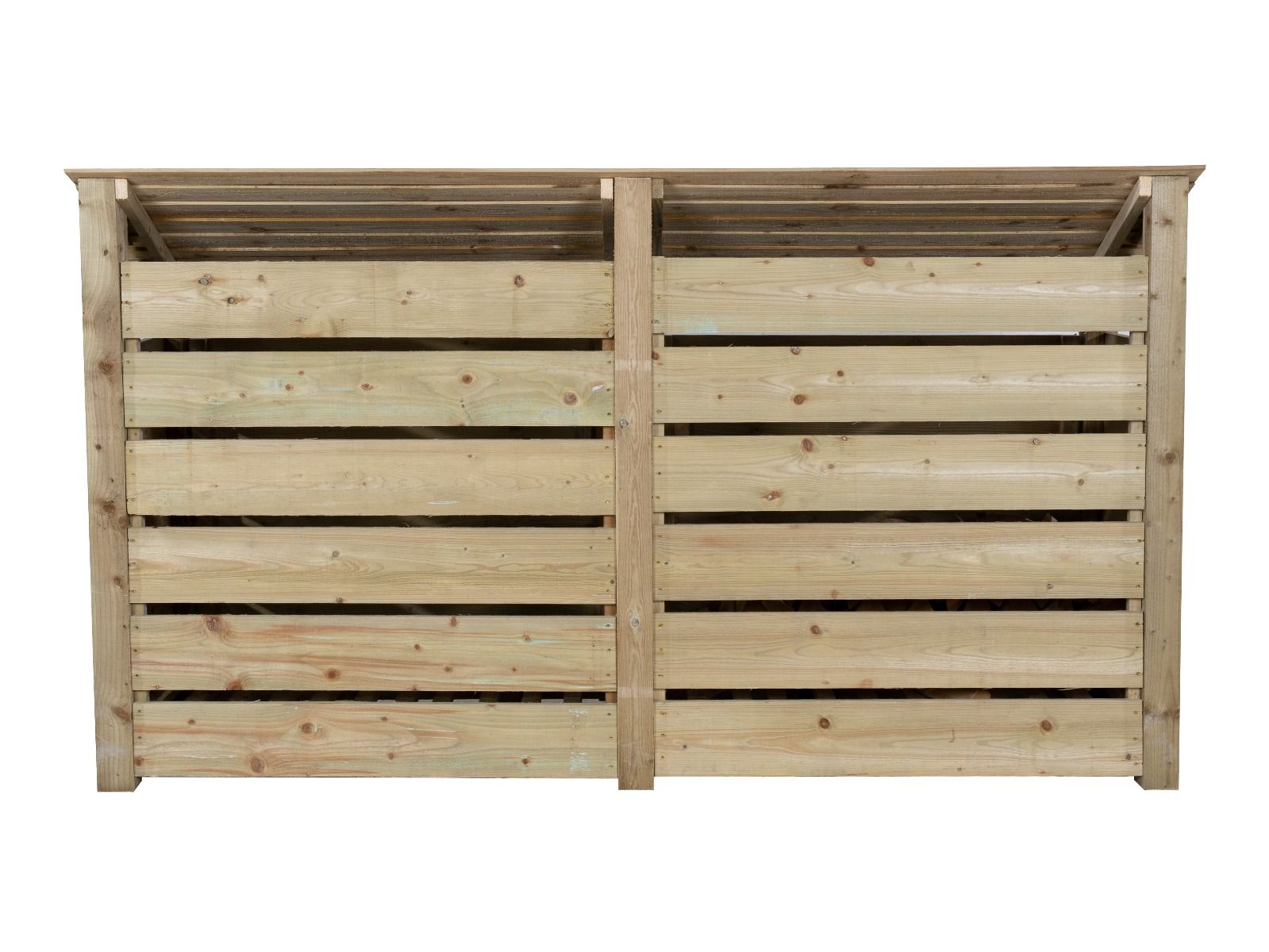 Slatted Wooden Log Store with Doors and Shelf W-227cm, H-126cm or 180cm, D-88cm