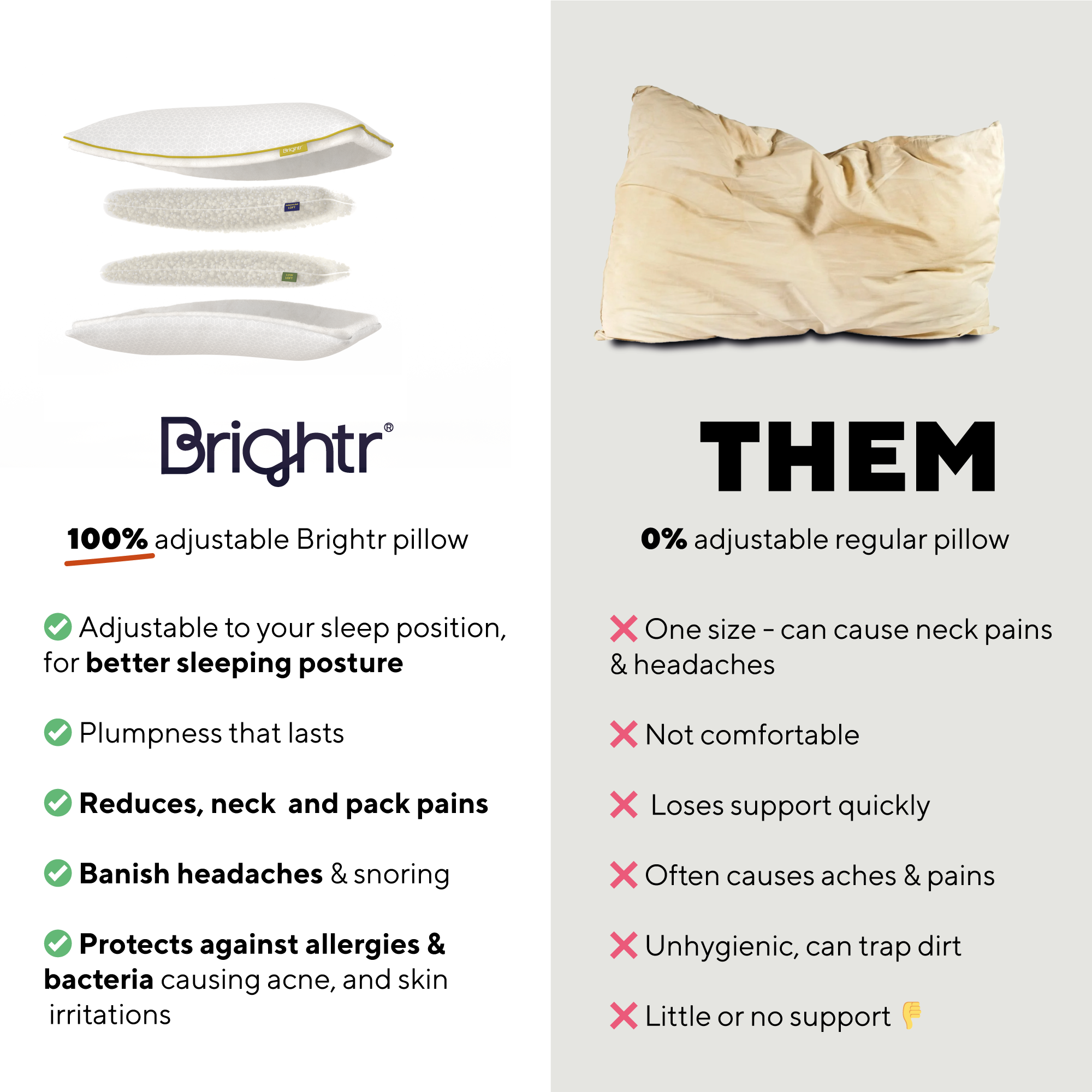 Brightr® Stella Hybrid Neck Support pillow