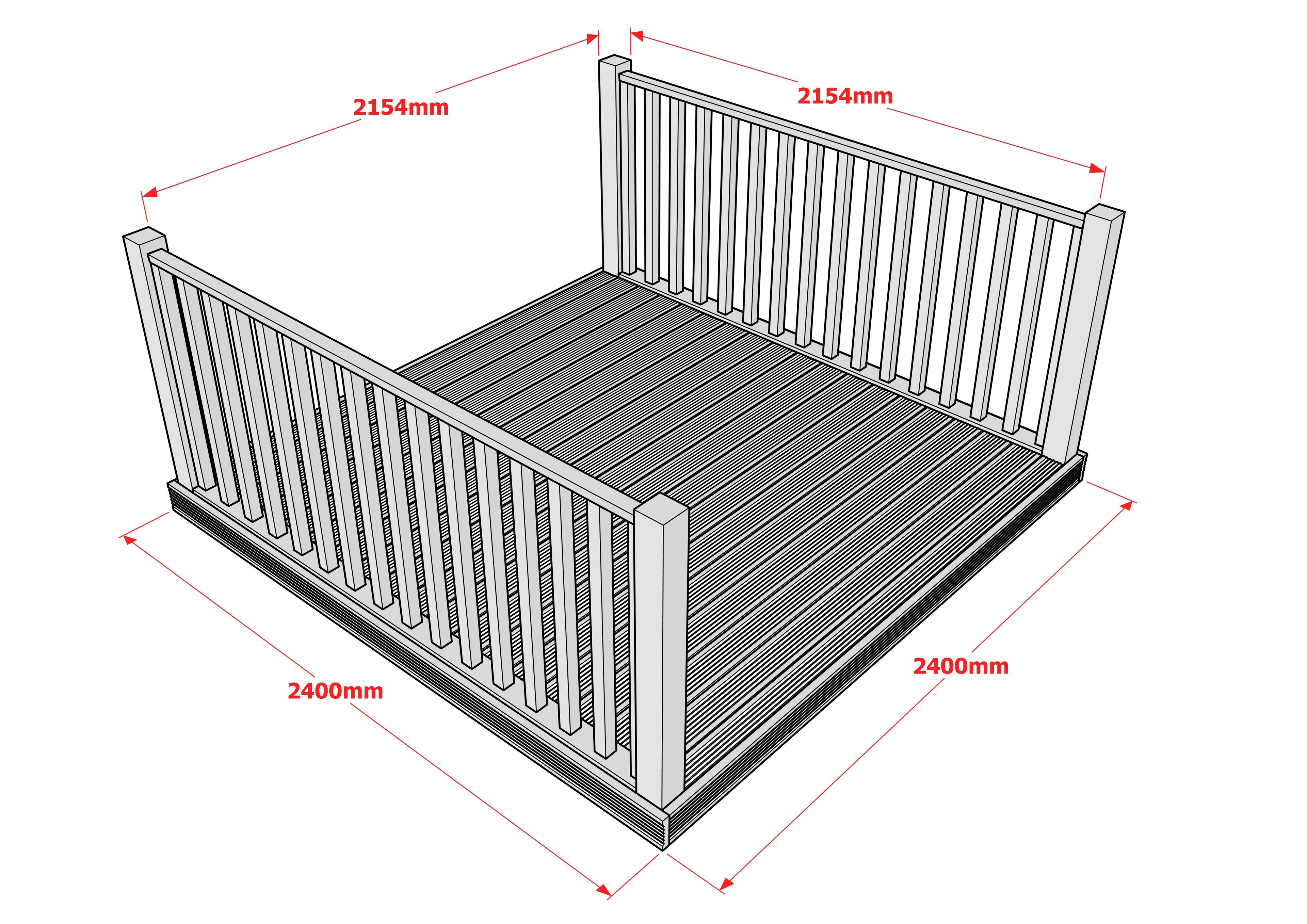 Decking Kit With Two Side Balustrade