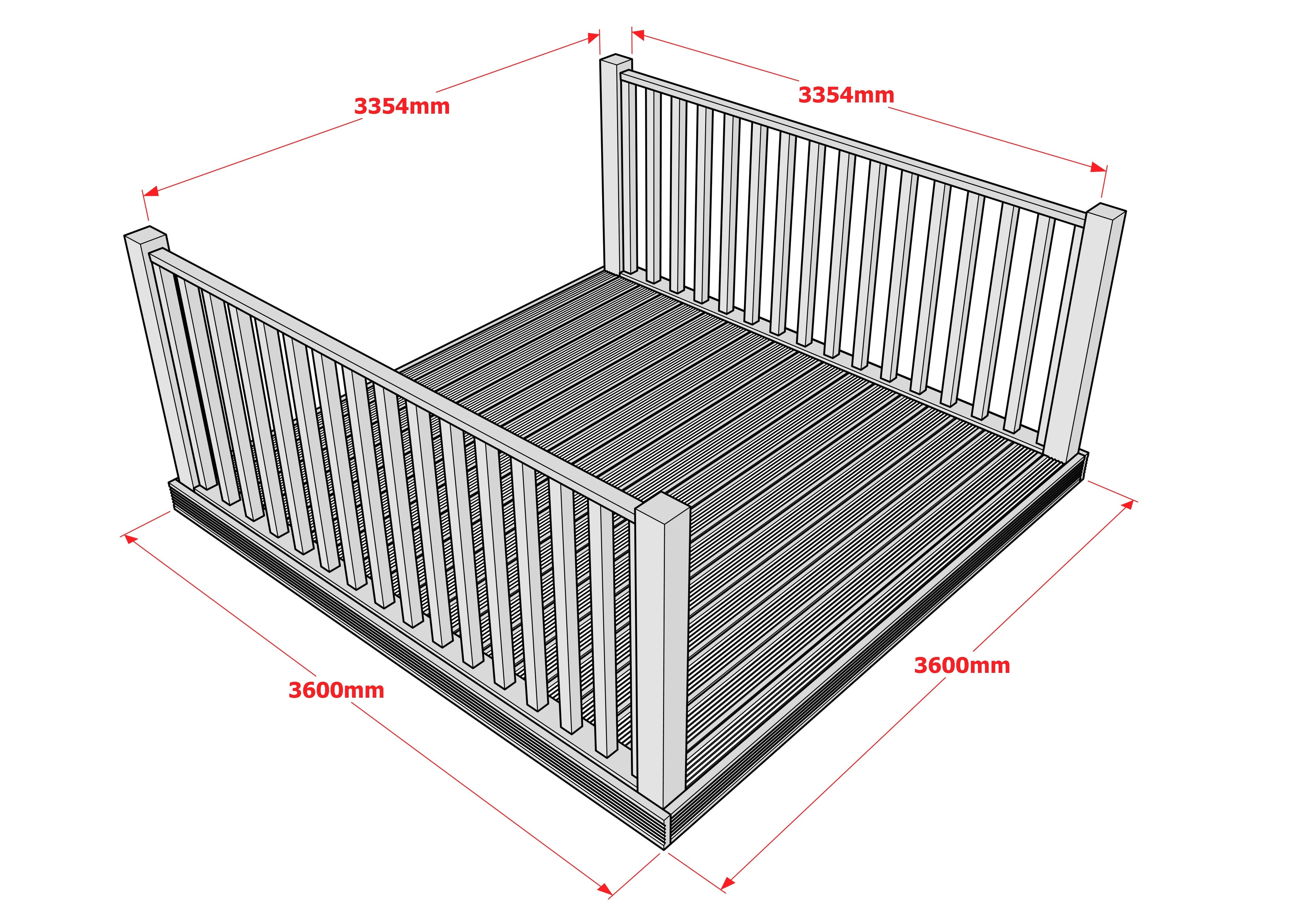 Decking Kit With Two Side Balustrade