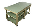 Wooden UniMDF Top Workbench Depth-4ft With Wheels and Double Shelf