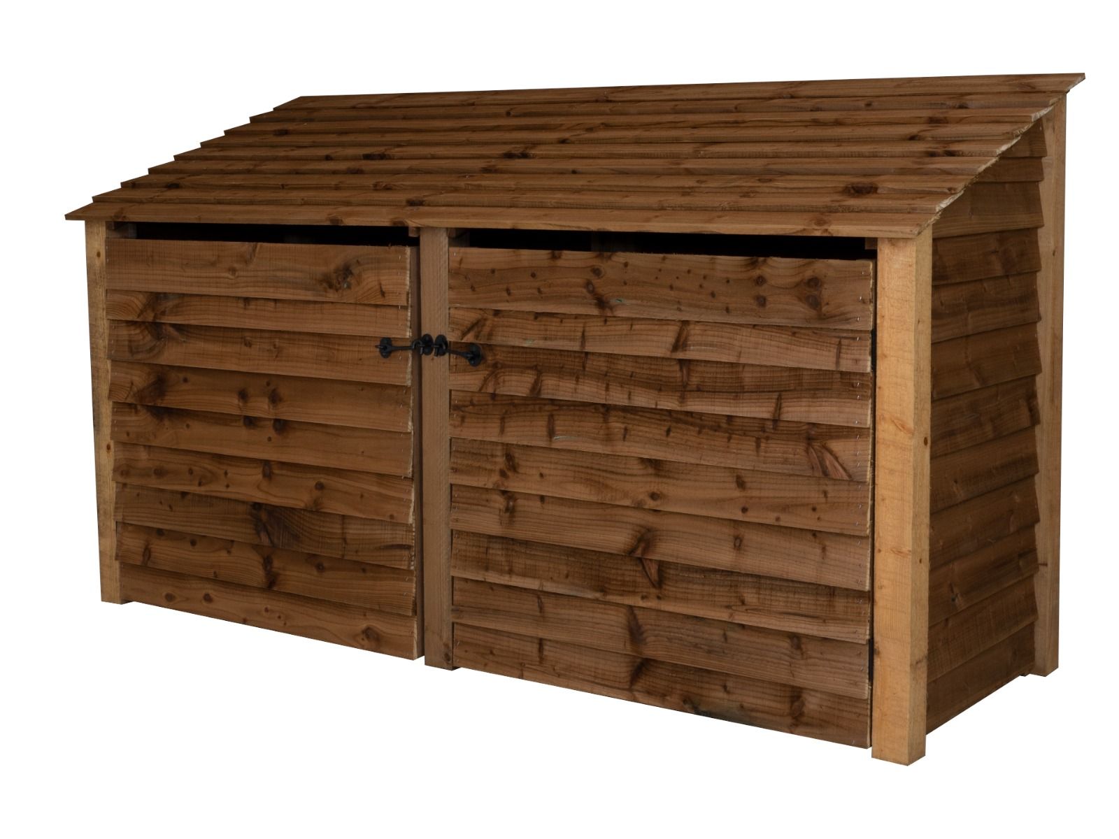 Wooden Log Store with Doors W-227cm, H-126cm or 180cm, D-88cm - Brown Finish
