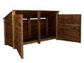 Wooden Log Store (Roof Sloping Back) with Doors W-227cm, H-126cm or 180cm, D-88cm - Brown Finish