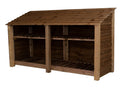 Wooden Log Store with Shelf W-227cm, H-126cm or 180cm, D-88cm - Brown Finish