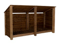 Wooden Log Store (Roof Sloping Back) W-227cm, H-126cm or 180cm, D-88cm - Brown Finish