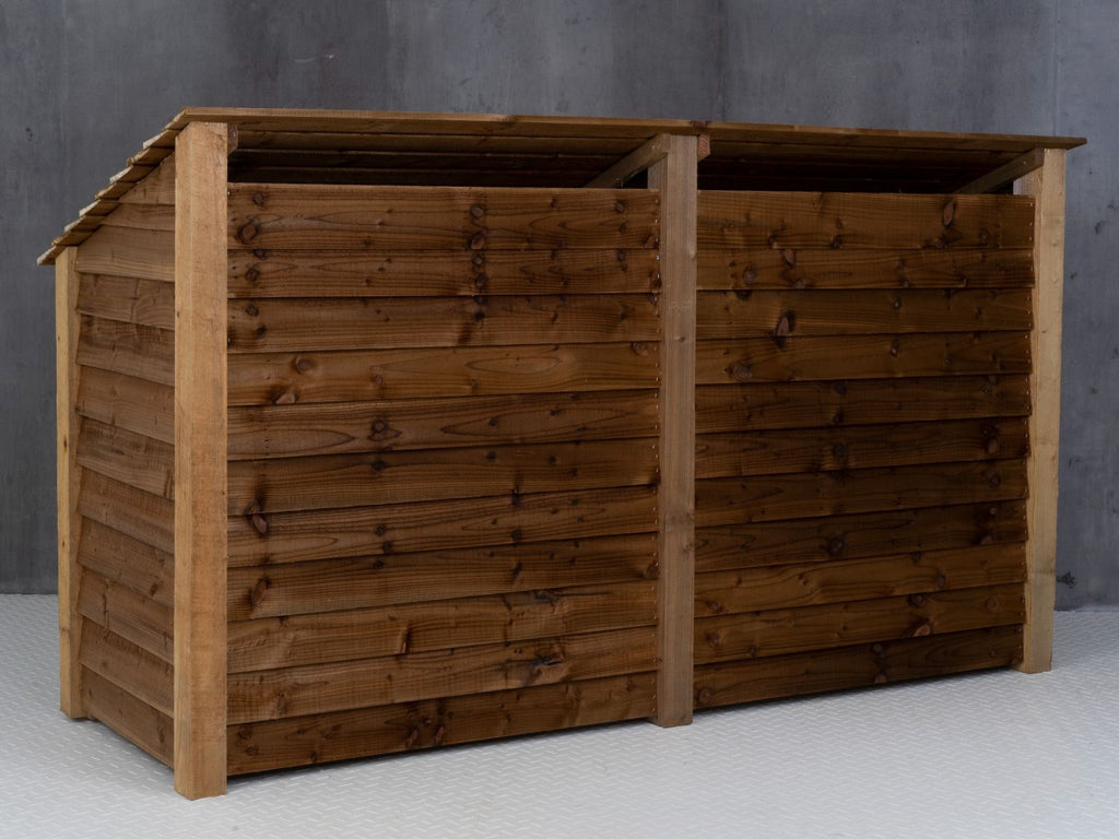 Wooden Log Store with Shelf W-227cm, H-126cm or 180cm, D-88cm - Brown Finish