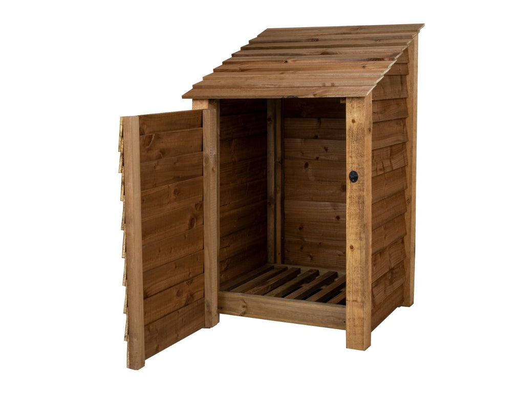 Wooden Log Store with Door W-79cm, H-126cm or 180cm, D-88cm - Brown Finish