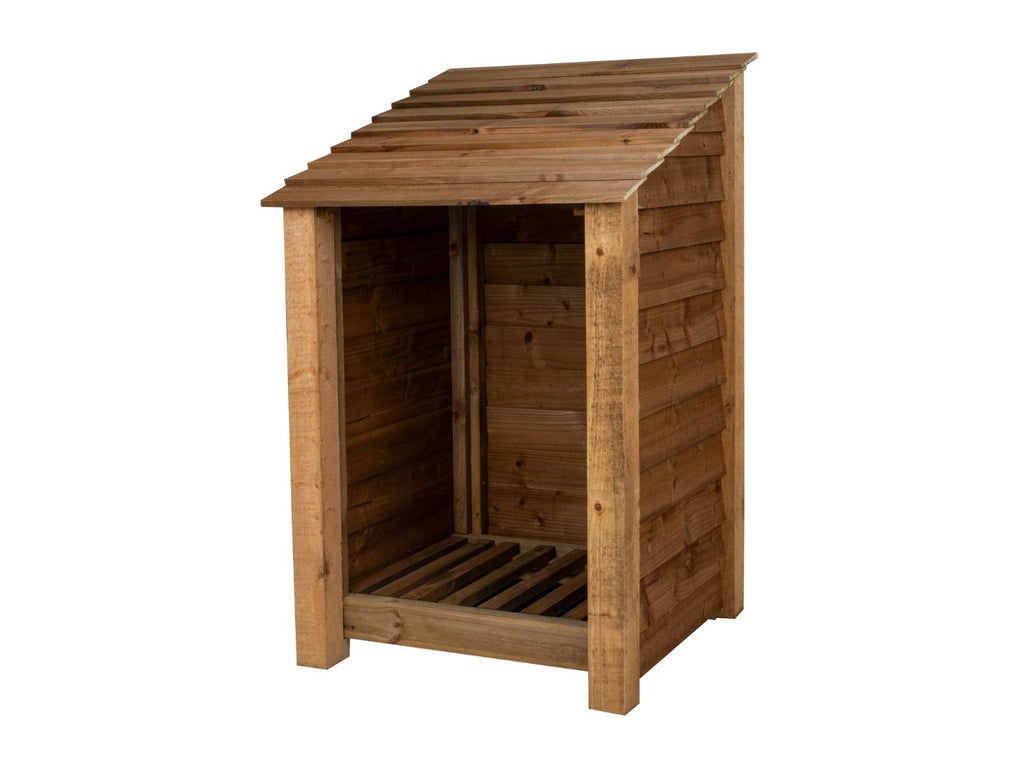 Wooden Log Store W-79cm, H-126cm or 180cm, D-88cm - Brown Finish